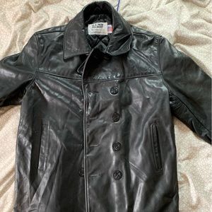 Vintage leather Navy Pea Coat